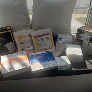 Assorted Medical Dressings & Silicone Foam Dressings & Gauze.